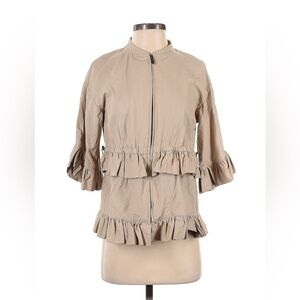 HALOGEN size S/ XS tan cotton ruffle blazer jacket in excellent condition